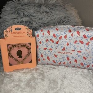Bridgerton (Netflix Series) Cosmetic Makeup Bag & Compact Mirror Bundle New!